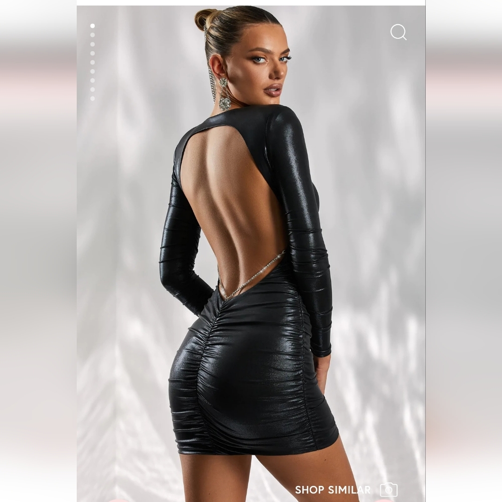Oh Polly SOUL MATE Long Sleeve Mini Dress in Black